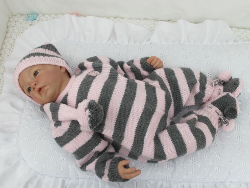 Anleitung Babyset Streifen Gr.54/56 für Baby und Reborn