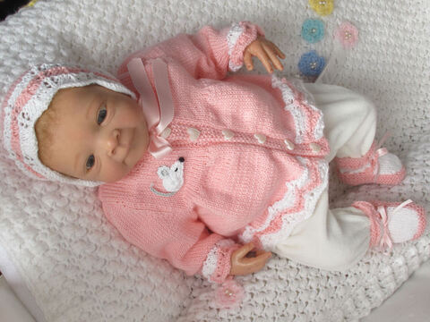 Strickanleitung Welleneu Babybgarbitur 3-teilig Gr. 50