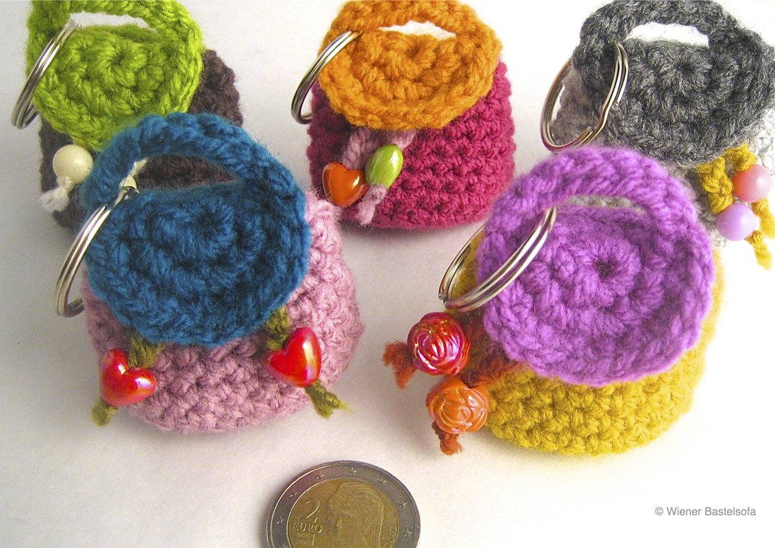 Täschchen „Rucksack“ für Einkaufschip, Schlüsselanhänger, Taschenbaumler - Bild 5