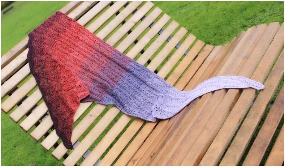 Tuch "Bad Dürrheimer Kurschatten gestrickt" mit 1 BOBBEL-COTTON von Woolly Hugs