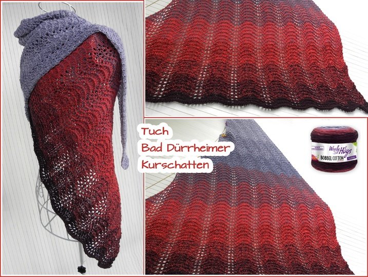 Tuch "Bad Dürrheimer Kurschatten gestrickt" mit 1 BOBBEL-COTTON von Woolly Hugs