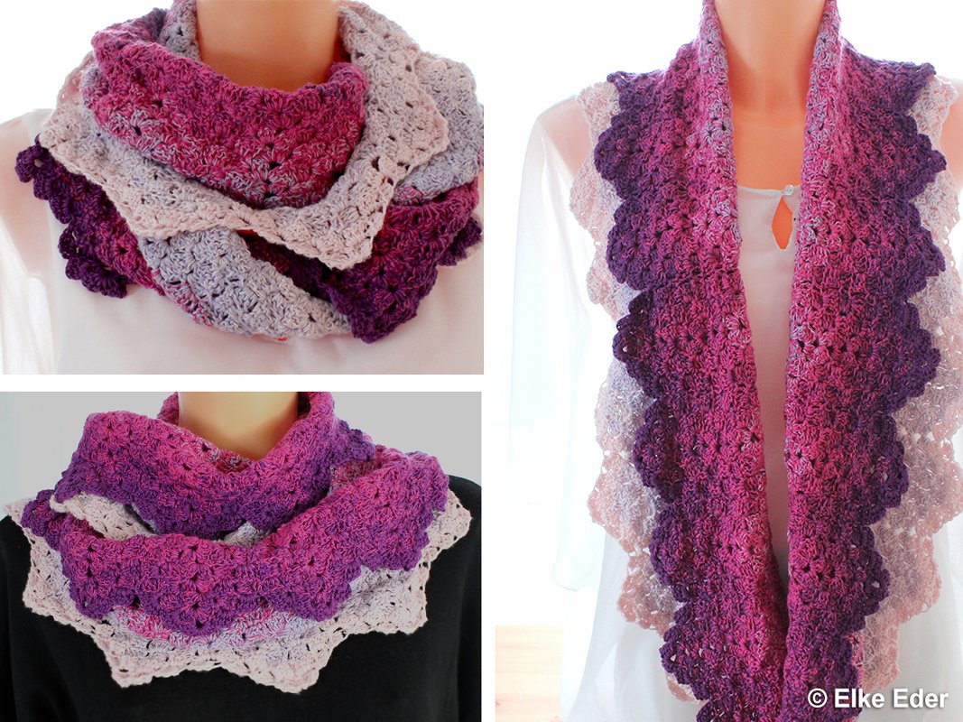 Häkelanleitung Loop mit Zacken in Lila, Flieder, Rose - Bild 8