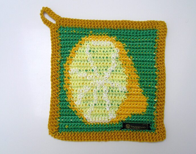 Häkelanleitung Topflappenset "Zitrone"