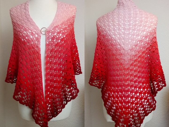 Häkelanleitung Dreieckstuch "Morgenröte" aus einem Bobbel 1000m, 3-fädig