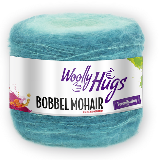 Tuch "Aufgeblüht" mit 1 BOBBEL-MOHAIR von Woolly Hugs gehäkelt