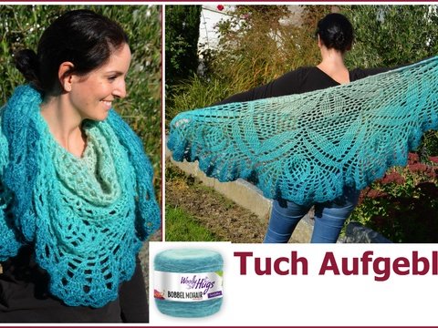 Tuch "Aufgeblüht" mit 1 BOBBEL-MOHAIR von Woolly Hugs gehäkelt