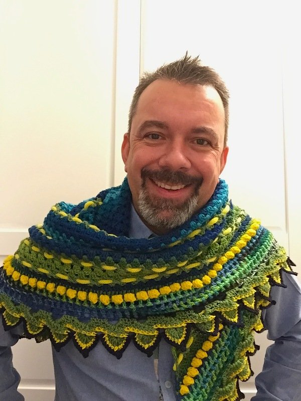 Triangle Shawl, Scarf - Helmi`s "Neptune`s Dream" - Crochet