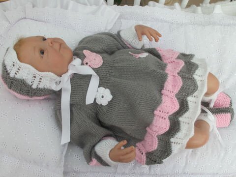 Strickanleitung Babyset Carmen Gr.50/56 für Babys und Reborns