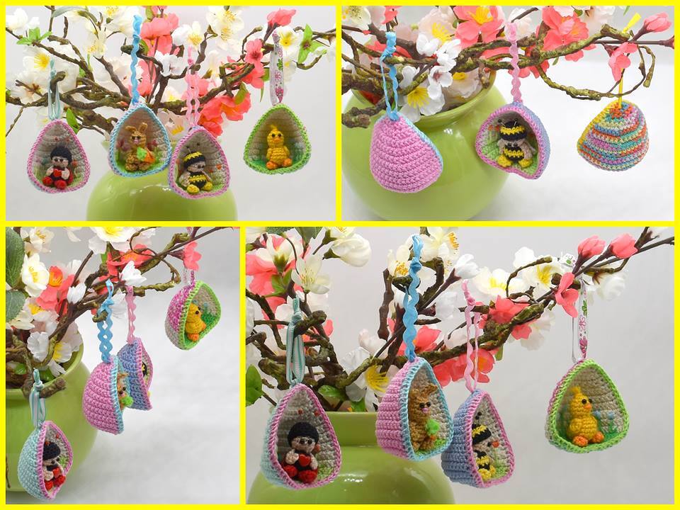 Häkelanleitung "Bunte Osteranhänger" Dekoidee! Ideal für Wollreste!