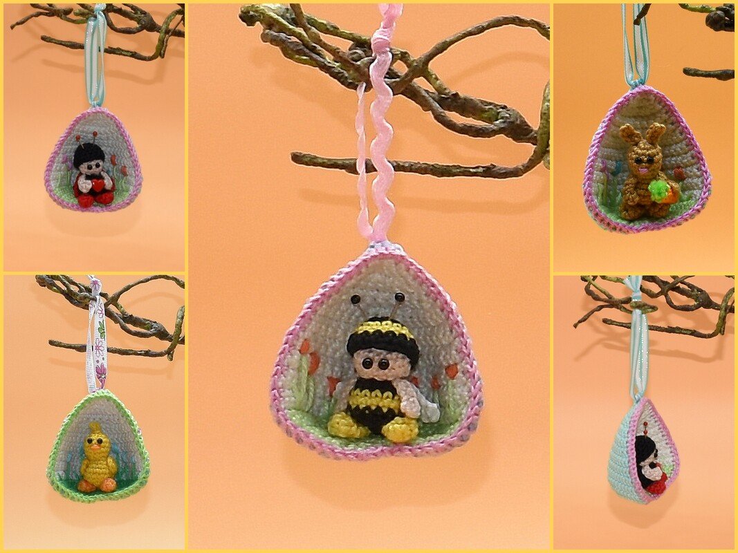 Häkelanleitung "Bunte Osteranhänger" Dekoidee! Ideal für Wollreste! - Bild 5