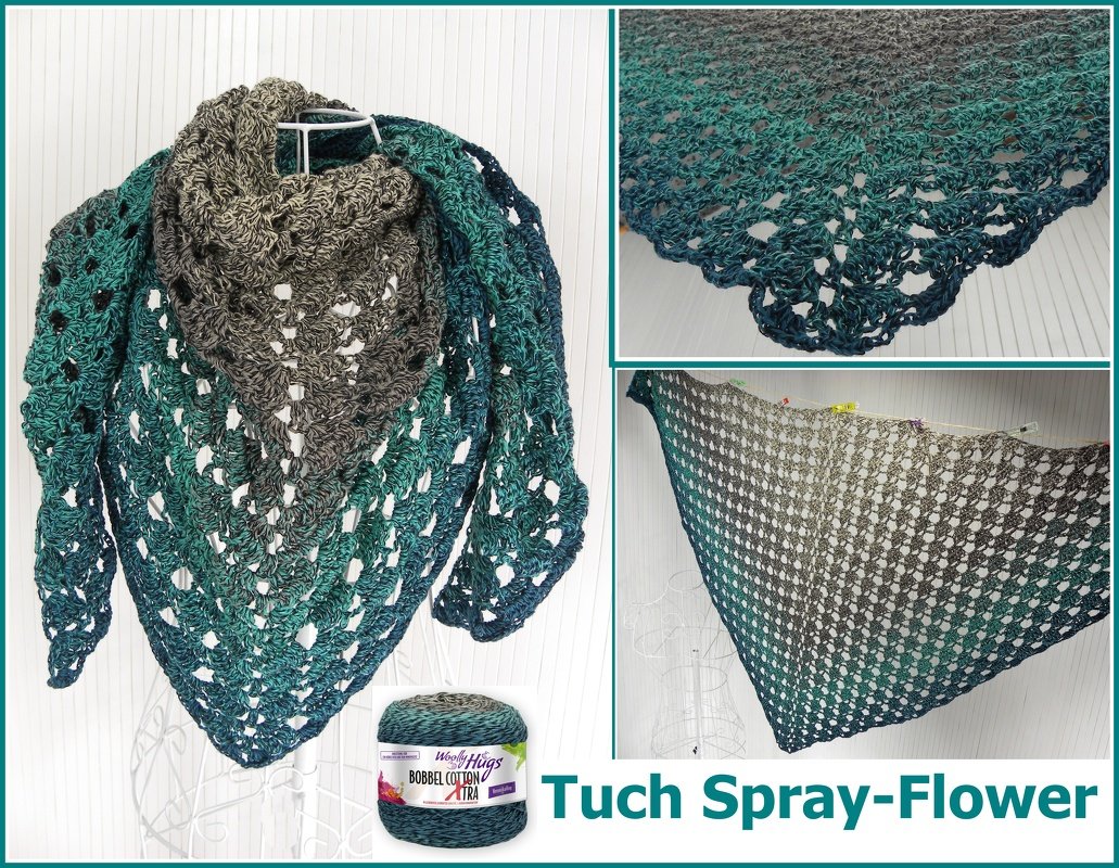 Tuch "Spray-Flower" mit 1 BOBBEL-COTTON XTRA von Woolly Hugs