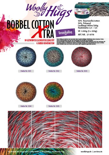 Tuch "Spray-Flower" mit 1 BOBBEL-COTTON XTRA von Woolly Hugs