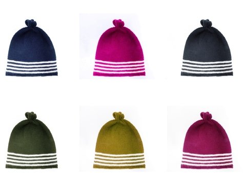Strickanleitung, Mütze mit Streifen und Zipfel  in 3 Größen