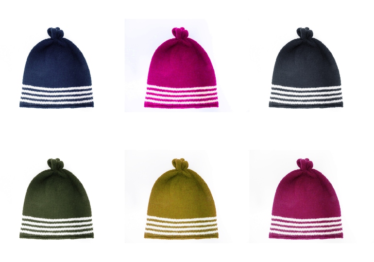 Strickanleitung, Mütze mit Streifen und Zipfel  in 3 Größen