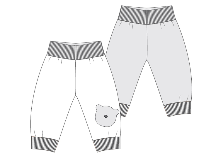 sewing pattern reversible pants BEBE tutorial 1m/3m 6m/9m 12m/18m 2y/3y