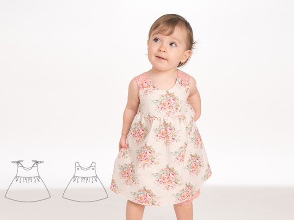 CLARA Baby Pinafore dress for girls with ruffled skirt sewing pattern pdf
