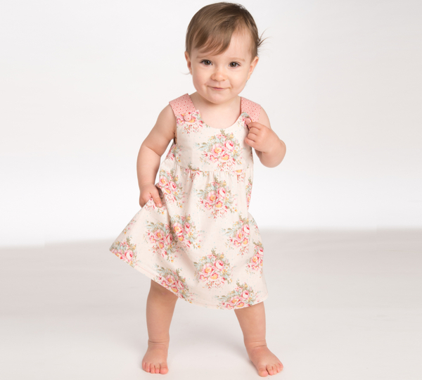 sewing pattern baby pinafore CLARA & LIPSIA tutorial 3m/6m–3y/4y