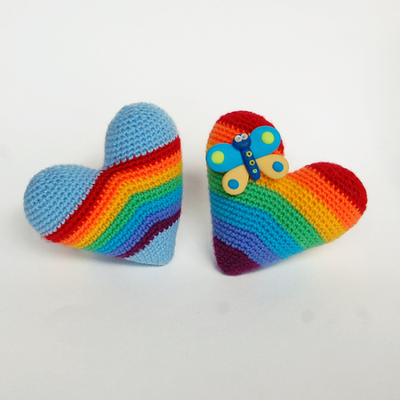 Amigurumi pattern for Rainbow heart souvenirs. Valentine's Day gift
