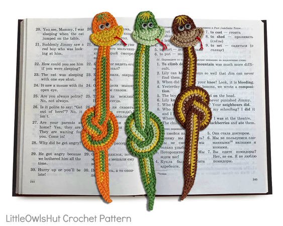014 Crochet Pattern - Snake Boa bookmark or decor - Amigurumi PDF file by Zabelina CP