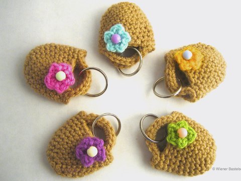 Täschchen „Korbtasche“ für Einkaufschip, Schlüsselanhänger, Taschenbaumler