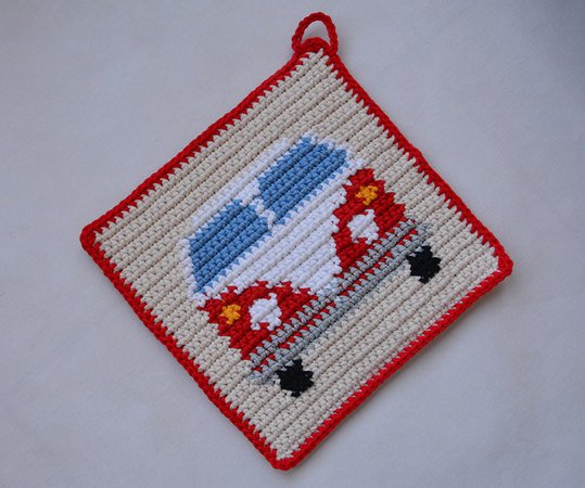 Van Potholder Crochet Pattern - for beginners