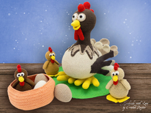 Häkelanleitung: Set Henne Berta und Hühnchen