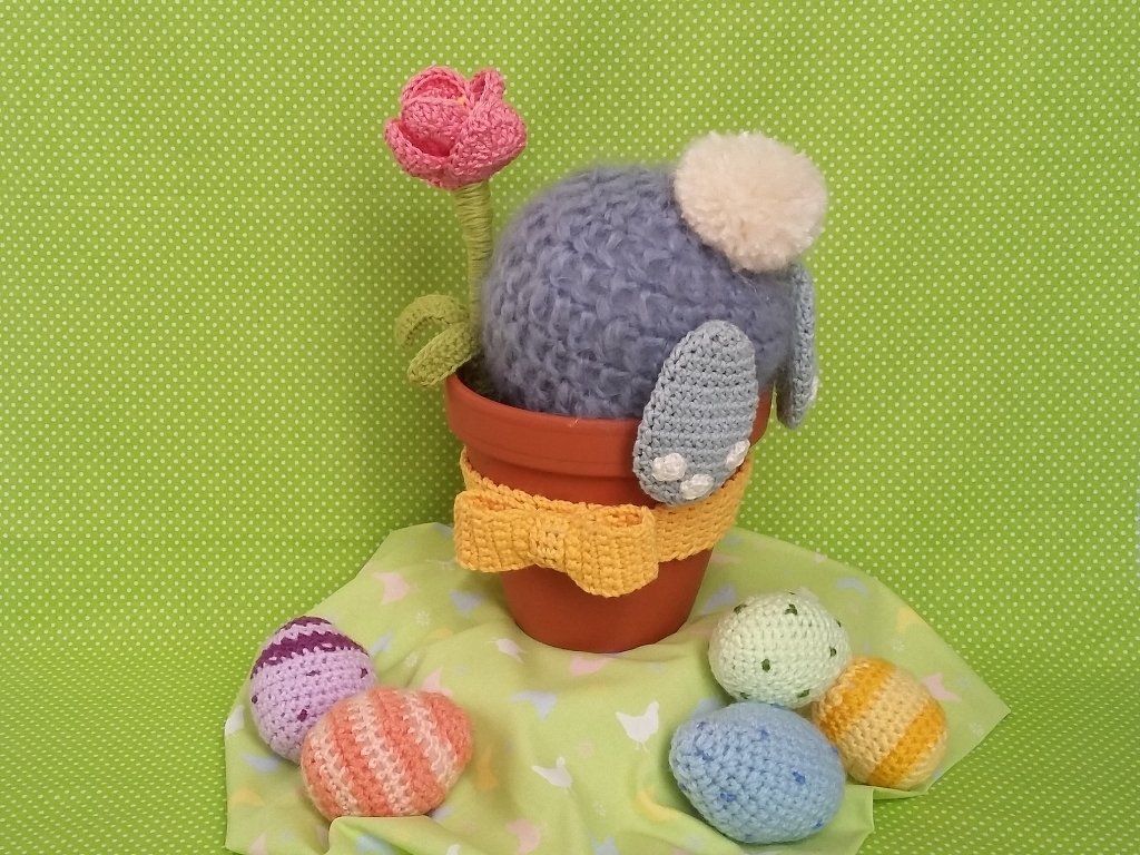 freches Häschen im Blumentopf - Osterdeko, Häkelanleitung