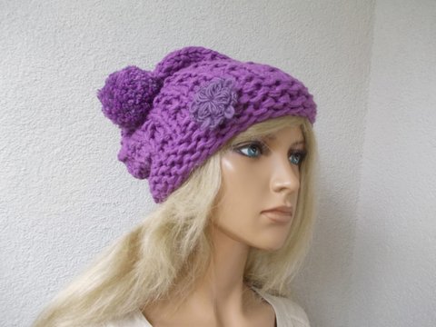 Strickmütze, Bommelmütze, schnell gestrickt unisex