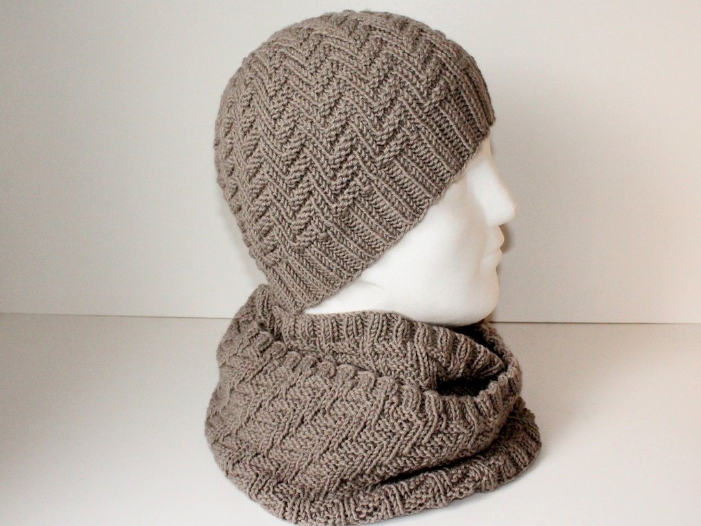 Strickanleitung Mütze und Loop, Strukturmuster, unisex für Anfänger