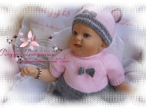 Strickanleitung für Baby's u. Reborns Modell Mäuschen Gr. 50 - 56 3-teilig