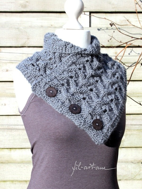 Buttoned Collar / Cowl "Malou", knitting pattern - Image 6