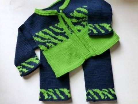 Strickanleitung * Baby-Anzug "Tiger" * Strickjacke und Hose in 3 Größen