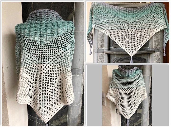 Häkeln / Set / Dreieckstuch / Schultertuch / "Curly" + Stirnband