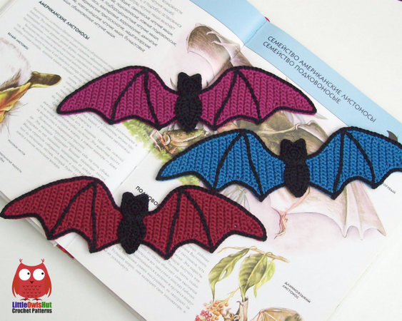 163 Crochet Pattern - Bat Halloween bookmark or decor - Amigurumi PDF file by Zabelina CP