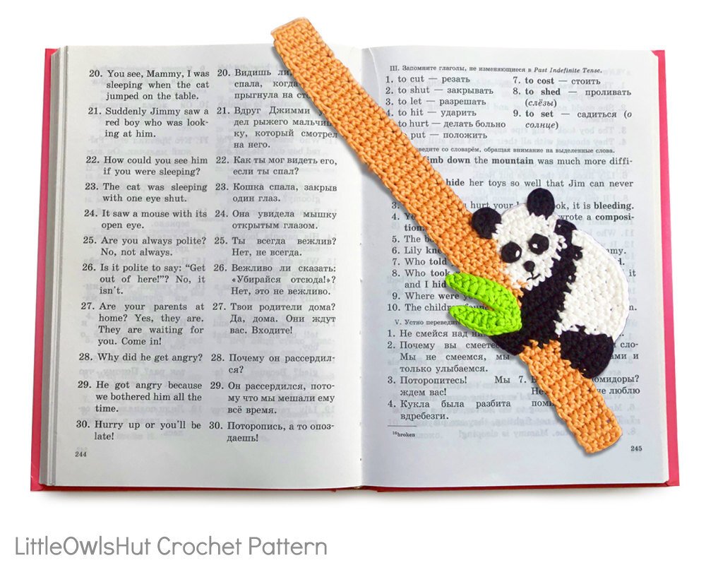 136 Crochet Pattern Baby Panda bookmark or decor - Amigurumi PDF file by Zabelina CP