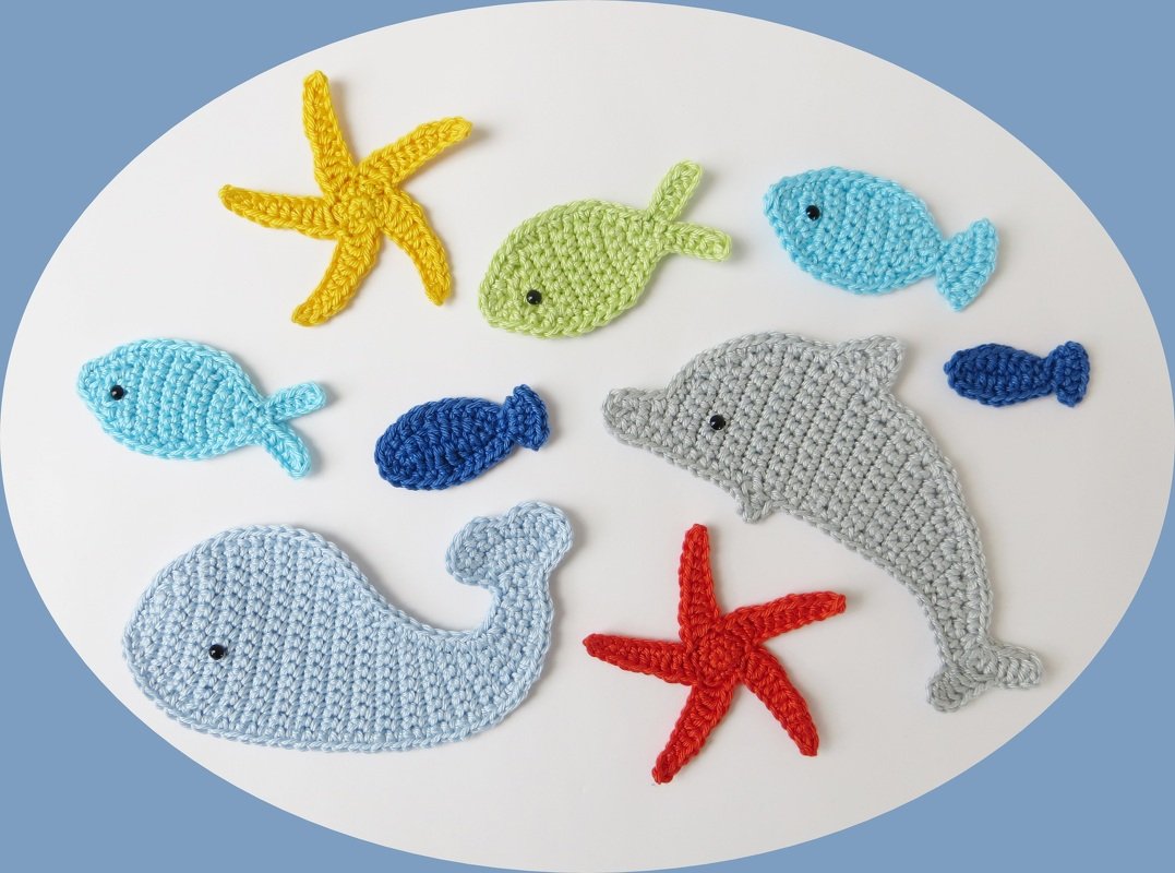 Häkelanleitung für Applikationen Meerestiere