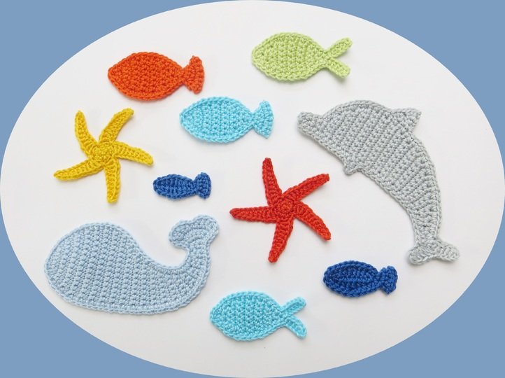 Häkelanleitung für Applikationen Meerestiere
