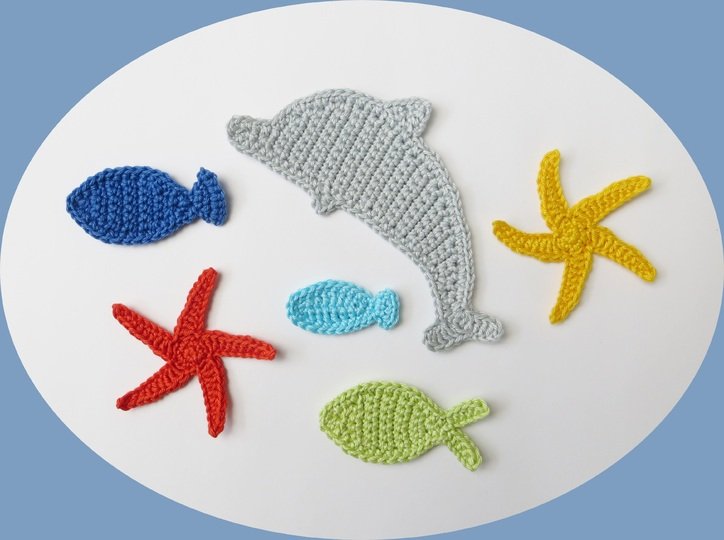 Häkelanleitung für Applikationen Meerestiere