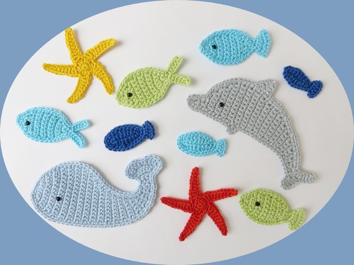 Häkelanleitung für Applikationen Meerestiere