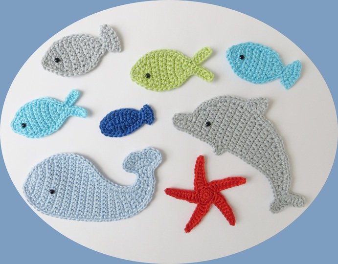 Häkelanleitung für Applikationen Meerestiere