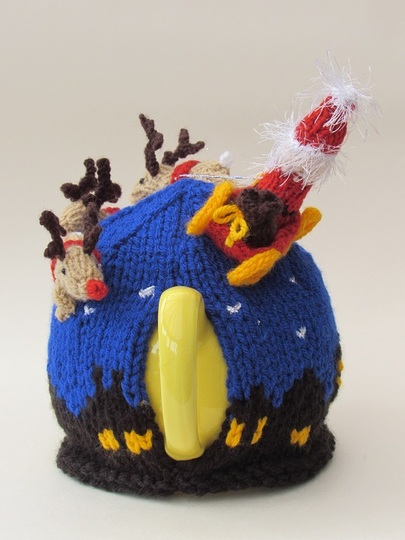 Santa's Sleigh Ride Tea Cosy Knitting Pattern