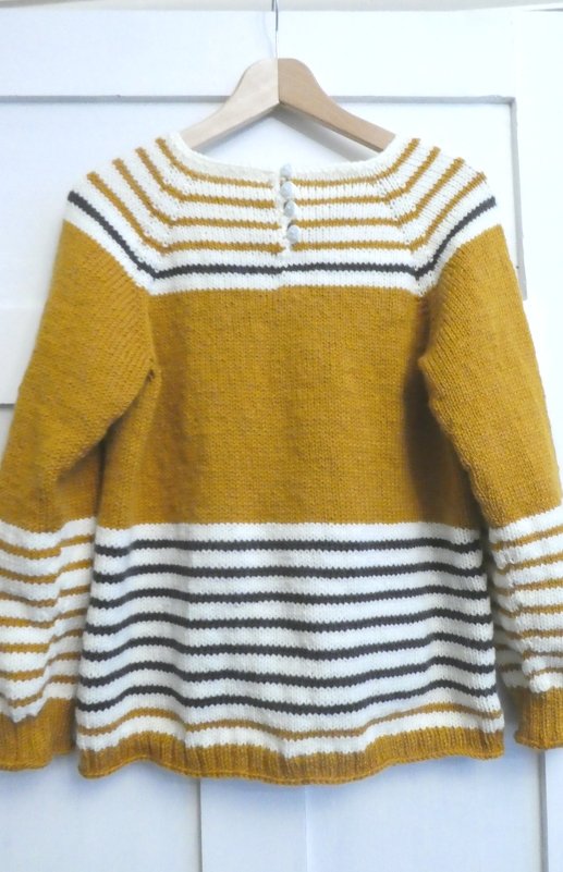 Petit Paris Mustard Yellow Navy and Cream Stripes Jumper Sweater - Image 3
