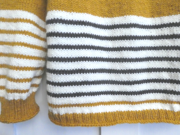 Petit Paris Mustard Yellow Navy and Cream Stripes Jumper Sweater