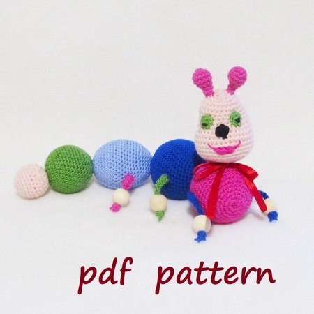 Crochet Caterpillar,soft toy for children,baby rattle Caterpillar.