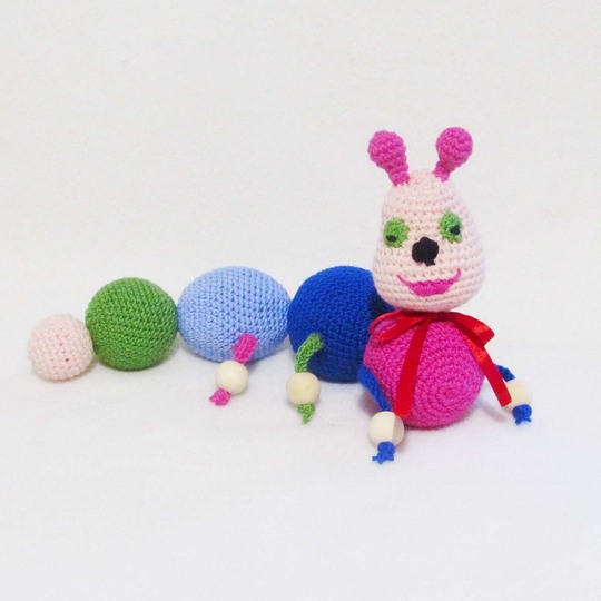 Crochet Caterpillar,soft toy for children,baby rattle Caterpillar.
