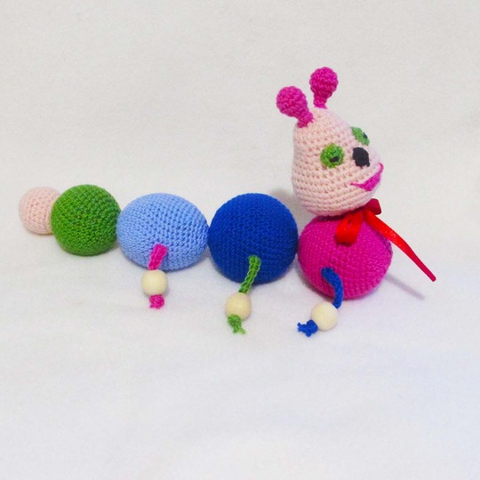 Crochet Caterpillar,soft toy for children,baby rattle Caterpillar.