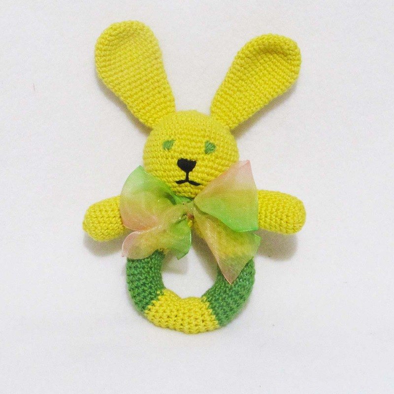 Baby rattle rabbit,crochet rattle for newborn. - Image 3