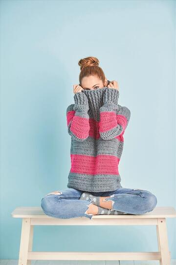 Gehäkelter Streifenpulli