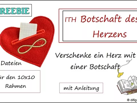 Stickdatei ITH Botschaft des Herzens für den 10x10 Rahmen