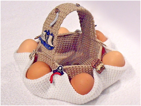 003DE Häkelanleitung Hausdeko Kleines Ostereierkörbchen - PDF Sharapova CP